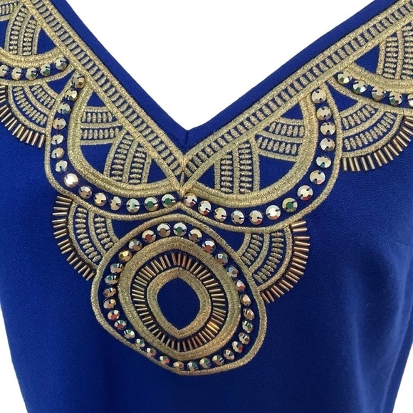 Lilly Pulitzer Lela Cami Top in True Royal Blue Size S Gold Embroidered - Picture 7 of 11